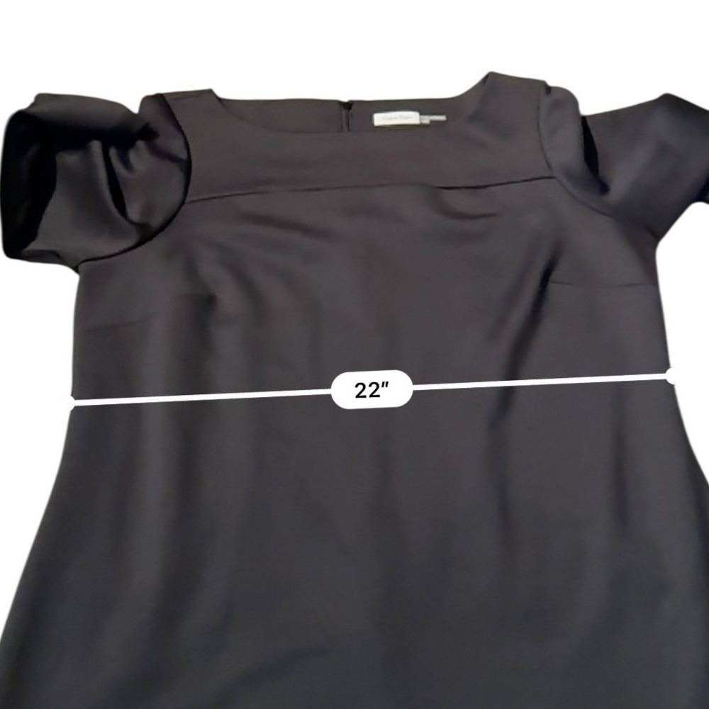 Calvin Klein Women's Black Sheath Dress 18W 3/4 Sleeve Cutout Neckline‎ - Picture 4 of 6